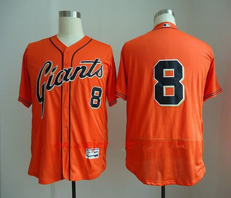 Men's San Francisco Giants #8 Hunter Pence No Name Orange Stitched MLB Majestic Flex Base Jersey