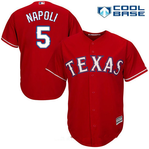 Men's Texas Rangers #5 Mike Napoli Red Alternate Stitched MLB Majestic Cool Base Jersey