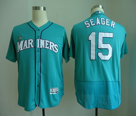 Men's Seattle Mariners #15 Kyle Seager Teal Green Stitched MLB Majestic Flex Base Jersey