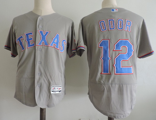 Men's Texas Rangers #12 Rougned Odor Gray Road Stitched MLB Majestic Flex Base Jersey