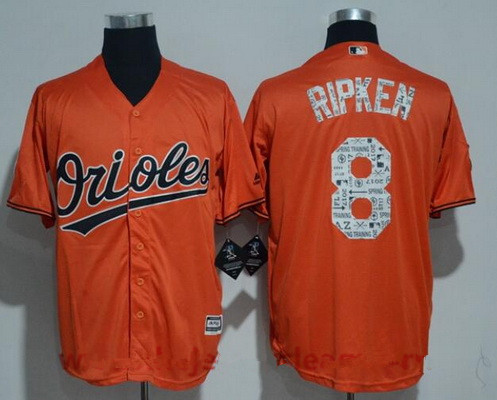 Men's Baltimore Orioles #8 Cal Ripken Retired Orange 2017 Spring Training Stitched MLB Majestic Cool Base Jersey