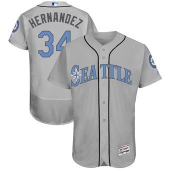 Men's Seattle Mariners#34 Felix Hernandez Majestic Gray Father's Day FlexBase Jersey