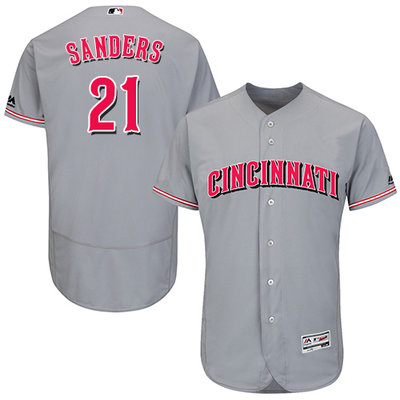 Men's Cincinnati Reds #21 Reggie Sanders Grey Flexbase Authentic Collection Stitched MLB Jersey