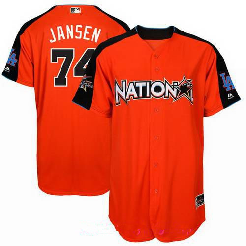 Men's National League Los Angeles Dodgers #74 Kenley Jansen Majestic Orange 2017 MLB All-Star Game Home Run Derby Player Jersey