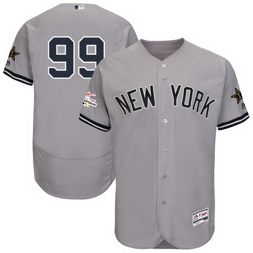 Men's New York Yankees #99 Aaron Judge Majestic Gray 2017 MLB All-Star Game Worn Stitched MLB Flex Base Jersey