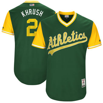 Men's Oakland Athletics Khris Davis Khrush Majestic Green 2017 Players Weekend Authentic Jersey