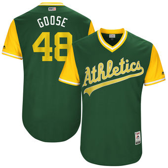 Men's Oakland Athletics Daniel Gossett Goose Majestic Green 2017 Players Weekend Authentic Jersey