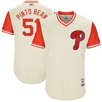 Men's Philadelphia Phillies Ricardo Pinto Pinto Bean Majestic Tan 2017 Players Weekend Authentic Jersey