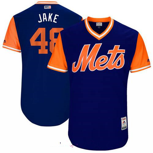 Men's New York Mets Jacob deGrom Jake Majestic Royal 2017 Little League World Series Players Weekend Stitched Nickname Jersey