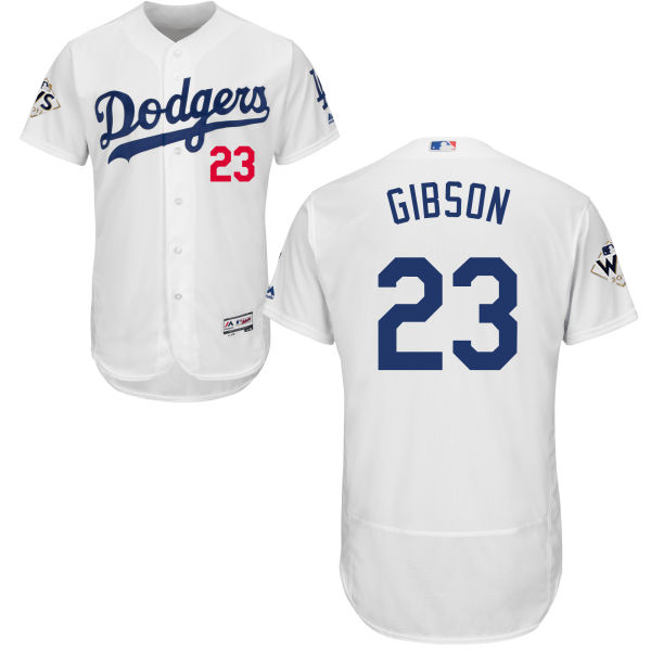 Men's Los Angeles Dodgers #23 Kirk Gibson White Flexbase Authentic Collection 2017 World Series Bound Stitched MLB Jersey