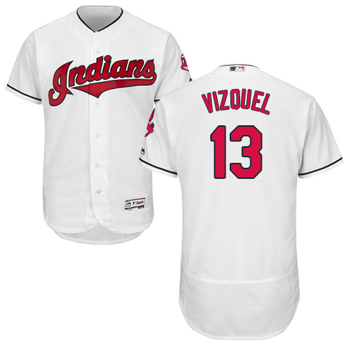 Cleveland Indians #13 Omar Vizquel White Flexbase Authentic Collection Stitched MLB Jersey