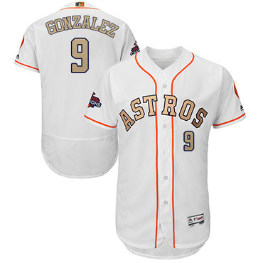 Houston Astros #9 Marwin Gonzalez White FlexBase Authentic 2018 Gold Program Cool Base Stitched MLB Jersey