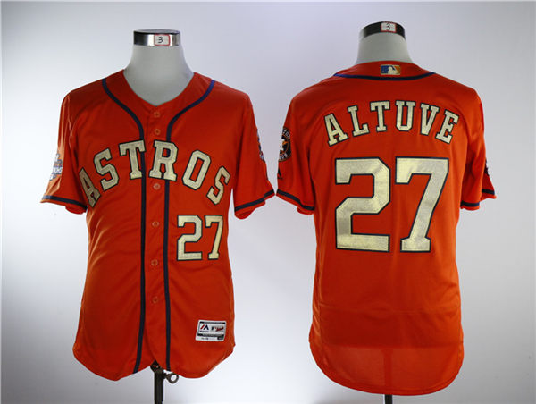 Men's Houston Astros #27 Jose Altuve Orange New Gold Program Flexbase Stitched MLB Jersey