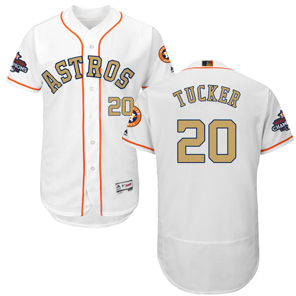 Men's Houston Astros #20 Preston Tucker White 2018 Gold Program Flexbase Stitched MLB Jersey