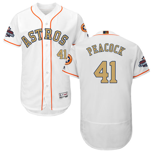 Men's Houston Astros #41 Brad Peacock White 2018 Gold Program Flexbase Stitched MLB Jersey