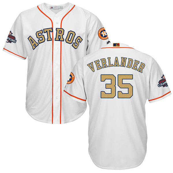 Men's Houston Astros #35 Justin Verlander White 2018 Gold Program Cool Base Stitched MLB Jersey