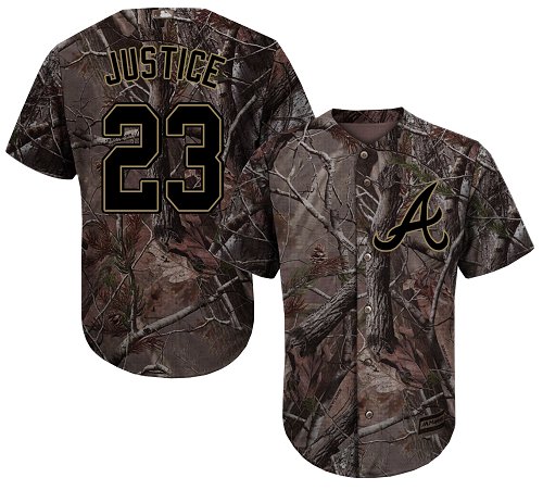 Atlanta Braves #23 David Justice Camo Realtree Collection Cool Base Stitched MLB Jersey