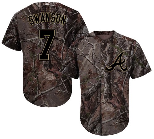 Atlanta Braves #7 Dansby Swanson Camo Realtree Collection Cool Base Stitched MLB Jersey