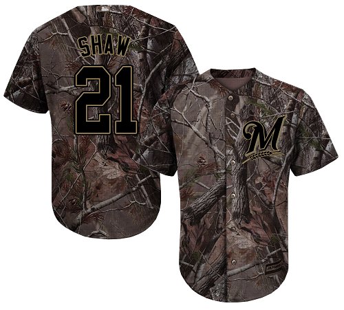 Milwaukee Brewers #21 Travis Shaw Camo Realtree Collection Cool Base Stitched MLB Jersey