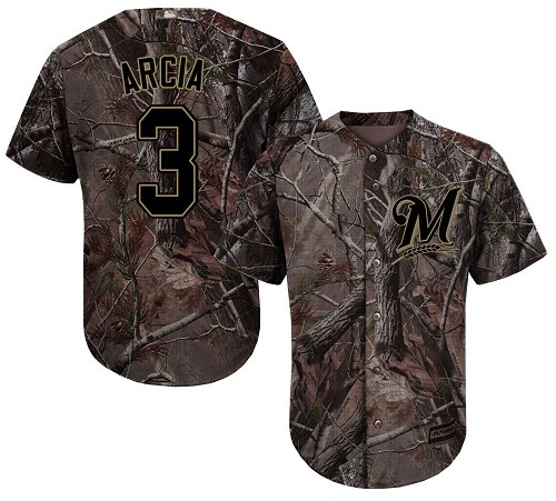 Milwaukee Brewers #3 Orlando Arcia Camo Realtree Collection Cool Base Stitched MLB Jersey