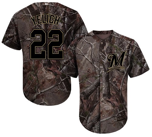 Milwaukee Brewers #22 Christian Yelich Camo Realtree Collection Cool Base Stitched MLB Jersey