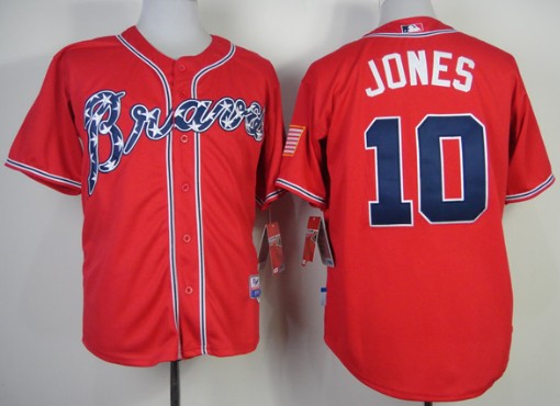 Atlanta Braves #10 Chipper Jones 2014 Red Jersey