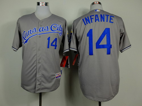 Kansas City Royals #14 Omar Infante Gray Jersey