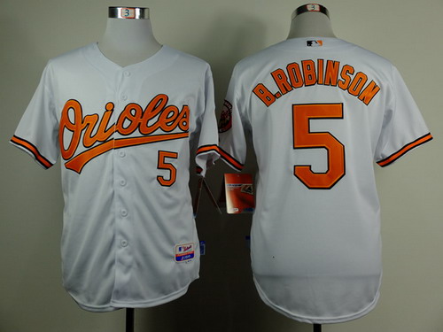 Baltimore Orioles #5 Brooks Robinson White Cool Base Jersey