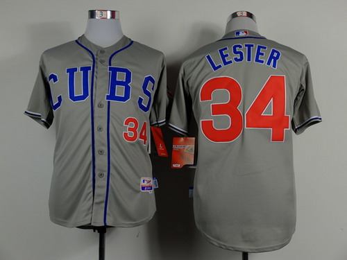 Chicago Cubs #34 Jon Lester 2014 Gray Jersey