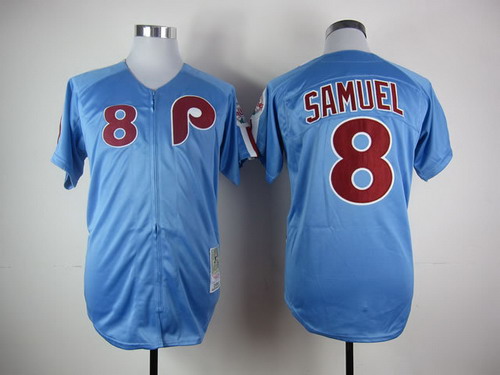 Philadelphia Phillies #8 Juan Samuel 1984 Blue Throwback Jersey