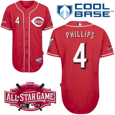 Cincinnati Reds #4 Brandon Phillips 2015 All-Star Patch Red Jersey