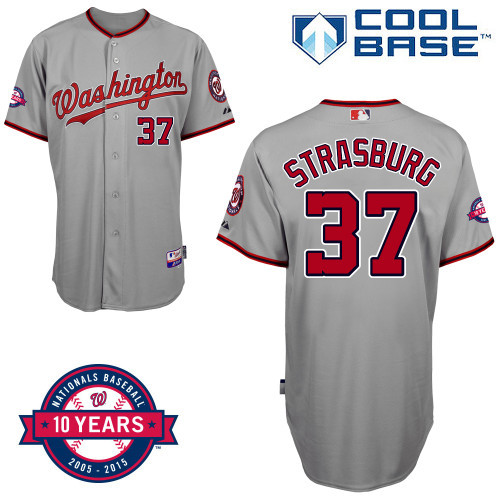 Washington Nationals #37 Stephen Strasburg Gray 10TH Jersey