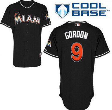 Miami Marlins #9 Dee Gordon Black Jersey