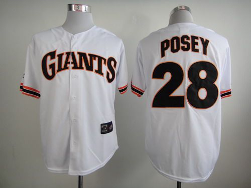 Men's San Francisco Giants #28 Buster Posey 1989 White Majestic Jersey