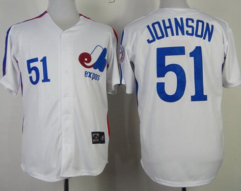 Men's Montreal Expos #51 Randy Johnson 1982 White Mitchell & Ness Jersey