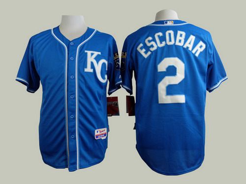 Men's Kansas City Royals #2 Alcides Escobar 2014 Blue Jersey