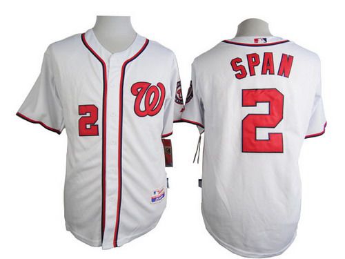 Men's Washington Nationals #2 Denard Span White Jersey