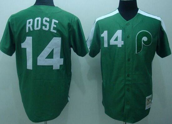 Men's Philadelphia Phillies #14 Pete Rose 1976 Green Mitchell & Ness Throwback Jersey