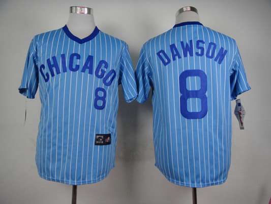 Men's Chicago Cubs #8 Andre Dawson 1988 Light Blue Majestic Jersey