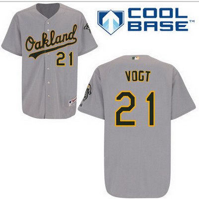 Men's Oakland Athletics #21 Stephen Vogt Gray Jersey