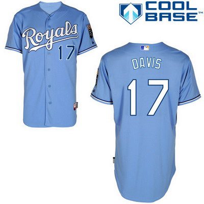 Men's Kansas City Royals #17 Wade Davis Light Blue Jersey