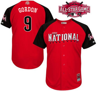 National League Miami Marlins #9 Dee Gordon 2015 MLB All-Star Red Jersey