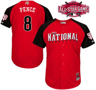 National League San Francisco Giants #8 Hunter Pence Red 2015 All-Star BP Jersey