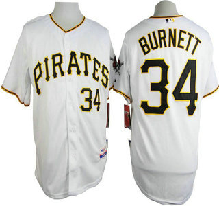 Pittsburgh Pirates #34 A. J. Burnett White Jersey