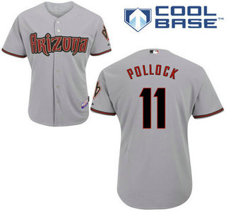 Men's Arizona Diamondbacks #11 A. J. Pollock Away Gray MLB Cool Base Jersey