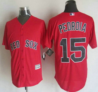 Men's Boston Red Sox #15 Dustin Pedroia Alternate Red 2015 MLB Cool Base Jersey