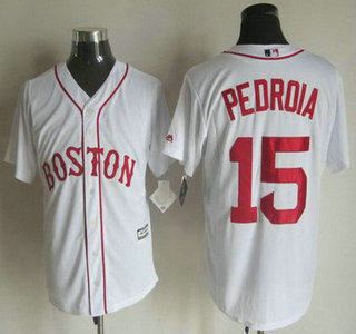 Men's Boston Red Sox #15 Dustin Pedroia Alternate White 2015 MLB Cool Base Jersey