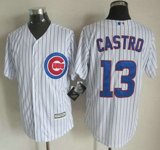 Men's Chicago Cubs #13 Starlin Castro Home White 2015 MLB Cool Base Jersey