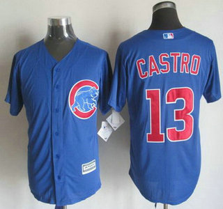 Men's Chicago Cubs #13 Starlin Castro Alternate Blue 2015 MLB Cool Base Jersey