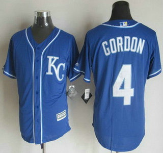 Men's Kansas City Royals #4 Alex Gordon Alternate Blue KC 2015 MLB Cool Base Jersey